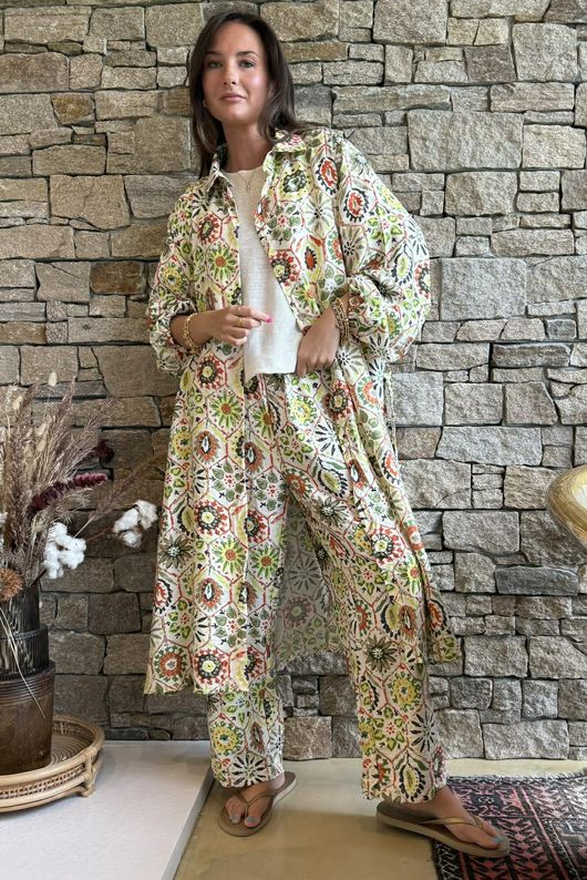 Riad Nights Relaxed Barrel Pant Greens